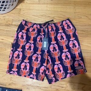 Vineyard Vines Pink and Navy Lobster Swim Trunks